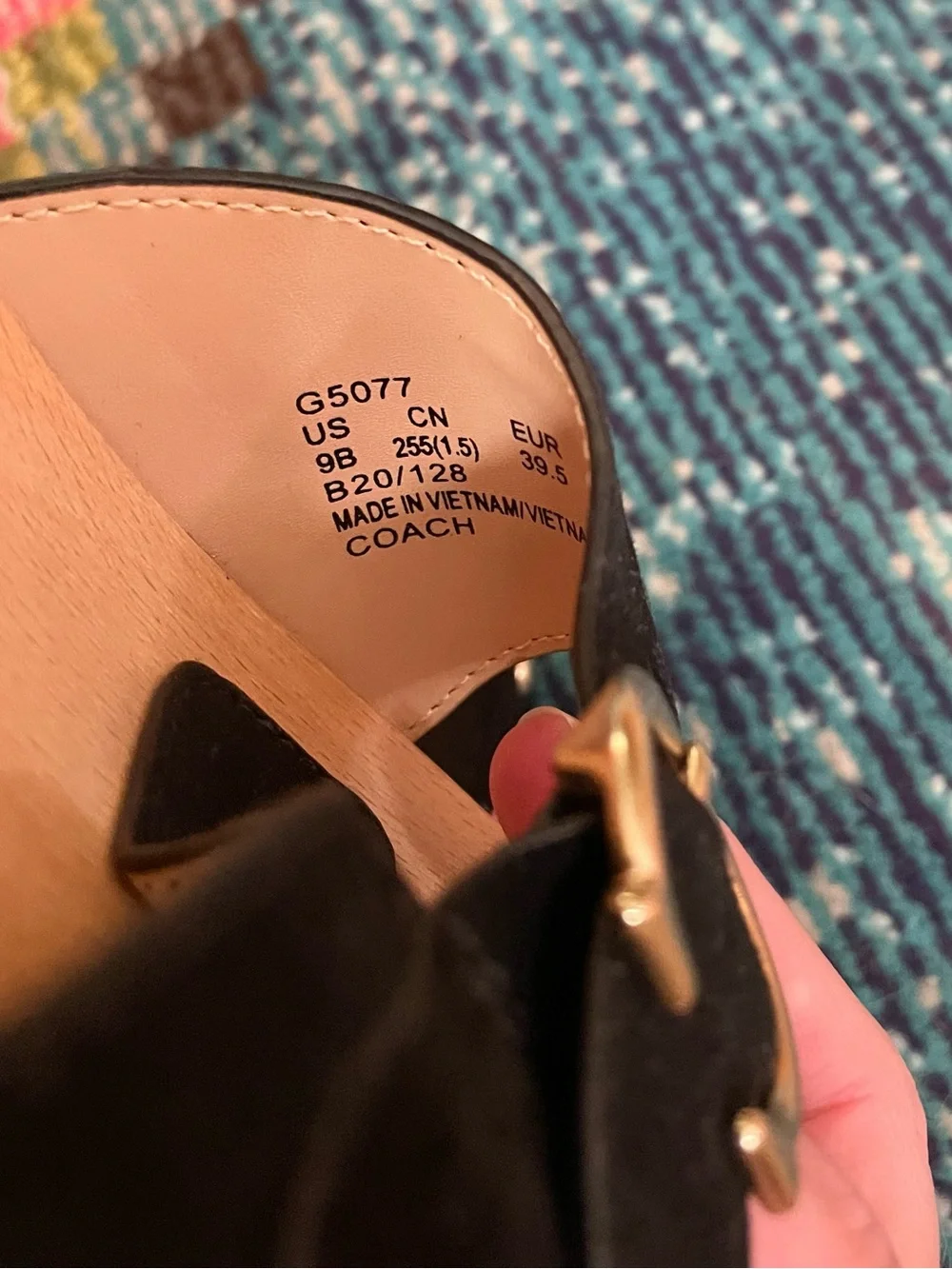 Coach Bleeker Wooden Black Suede Slide Sandals Women’s 9
